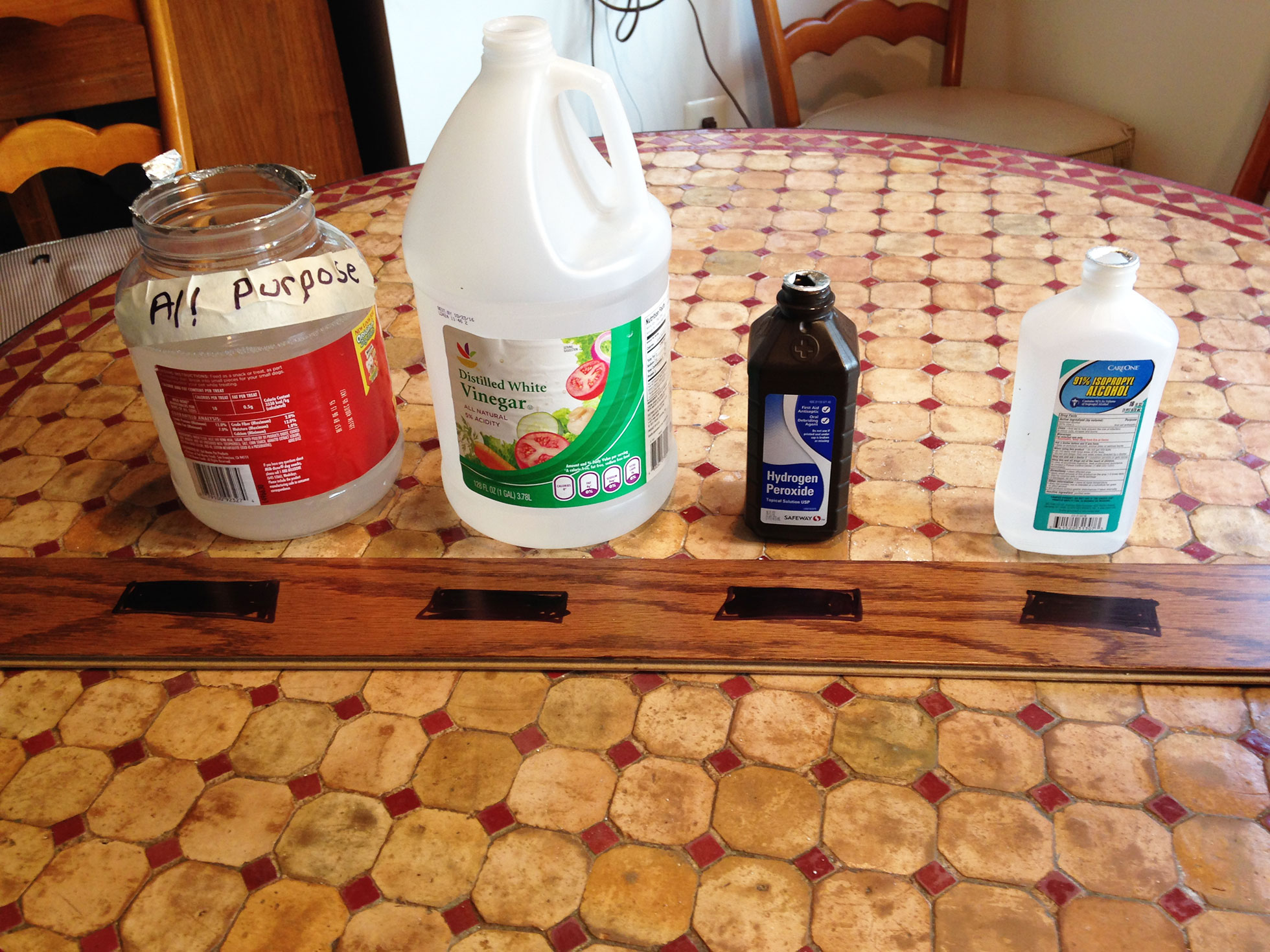 Before wood DIY floor cleaner test