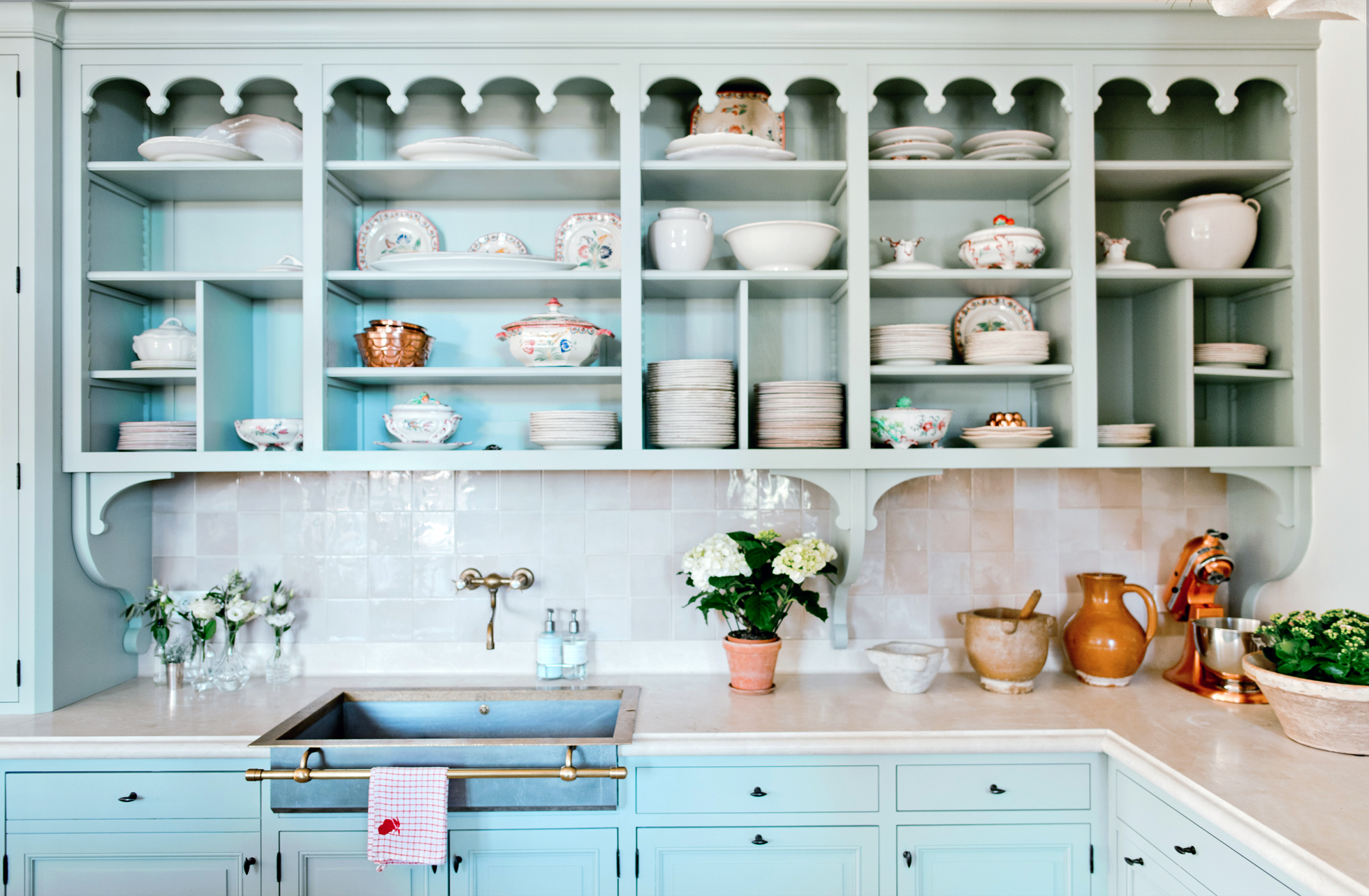 French style house kitchen with many shelves