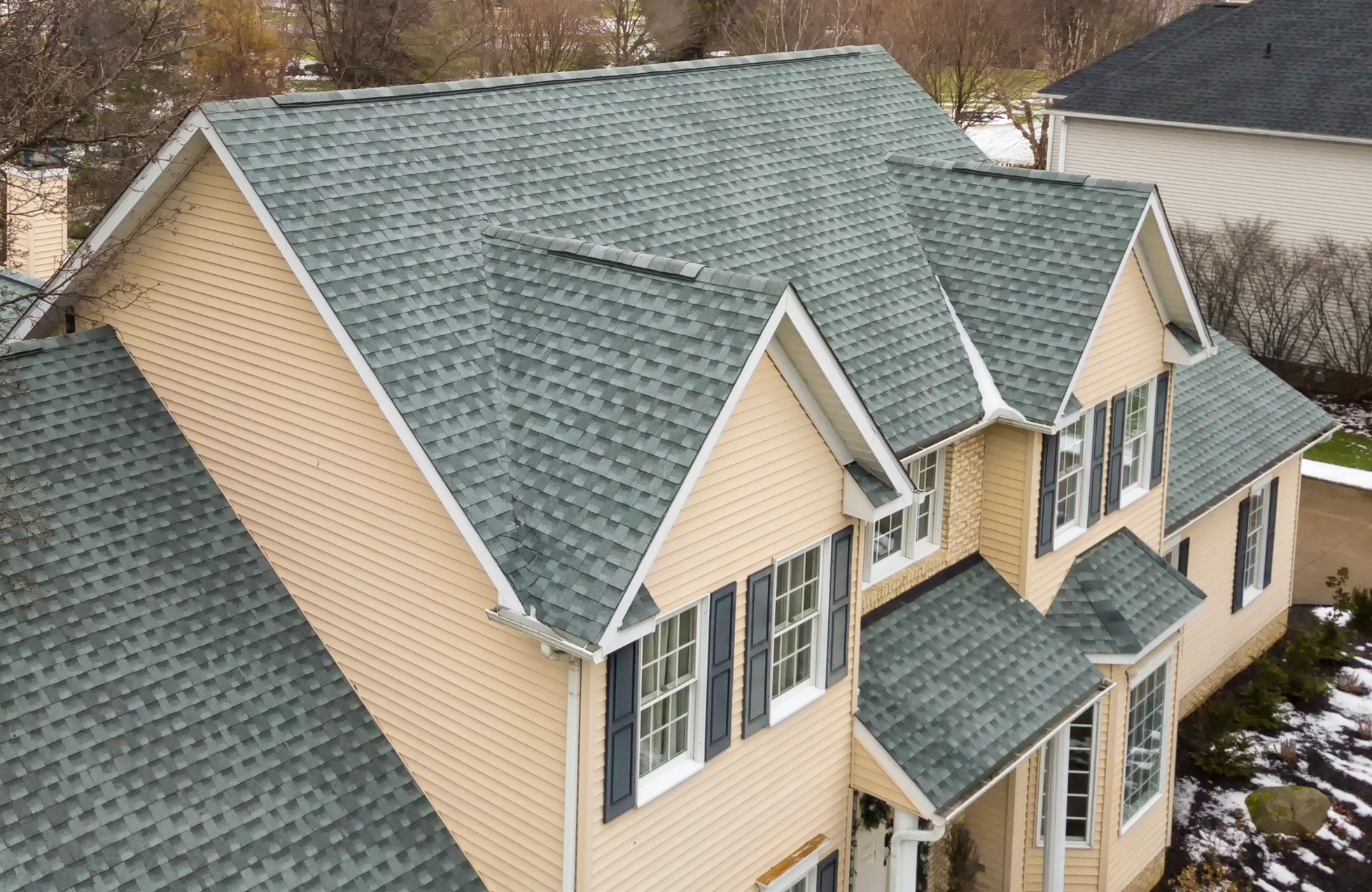 Newly replaced roof on a house