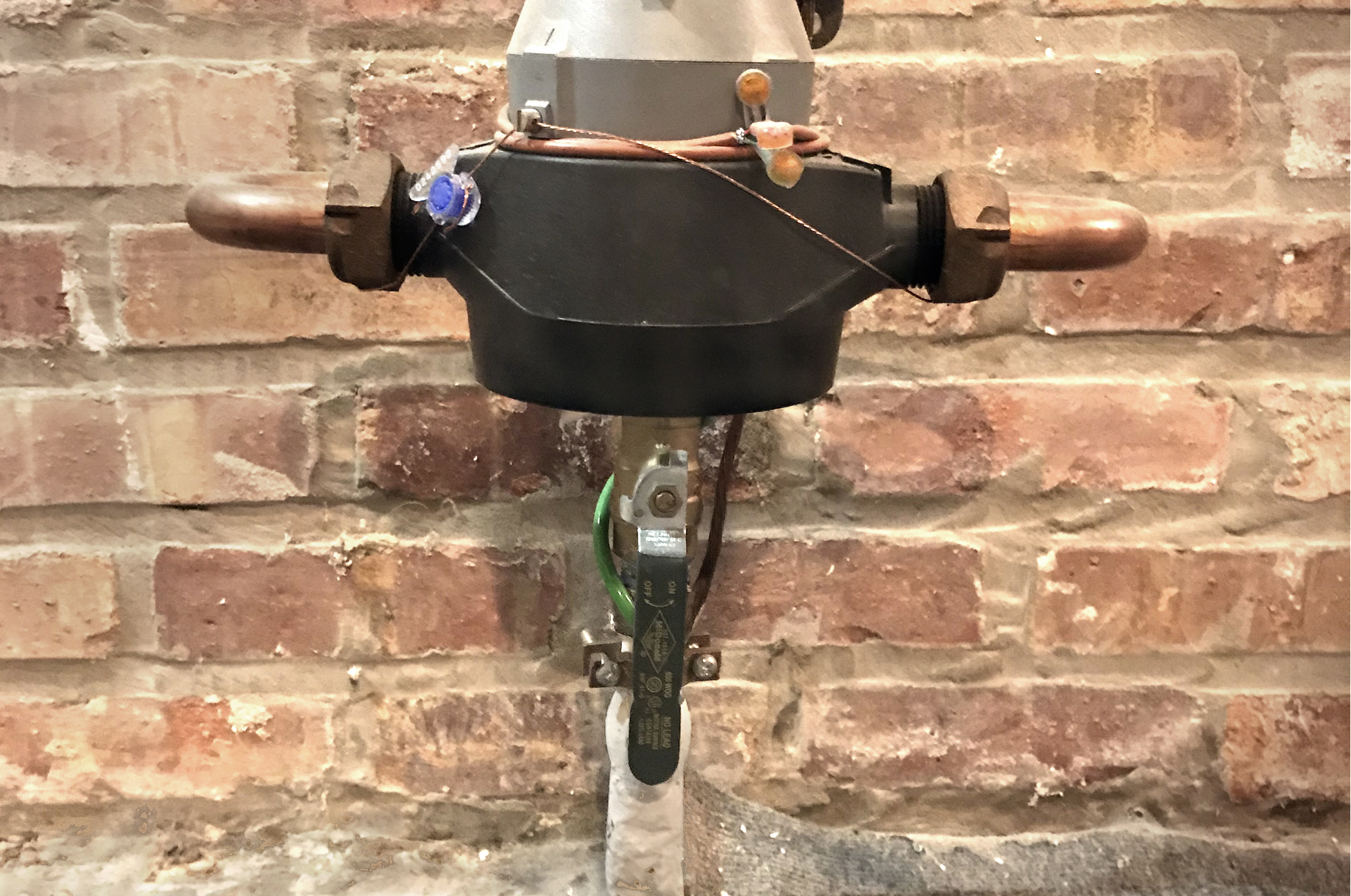 Water shutoff valve in a home basement