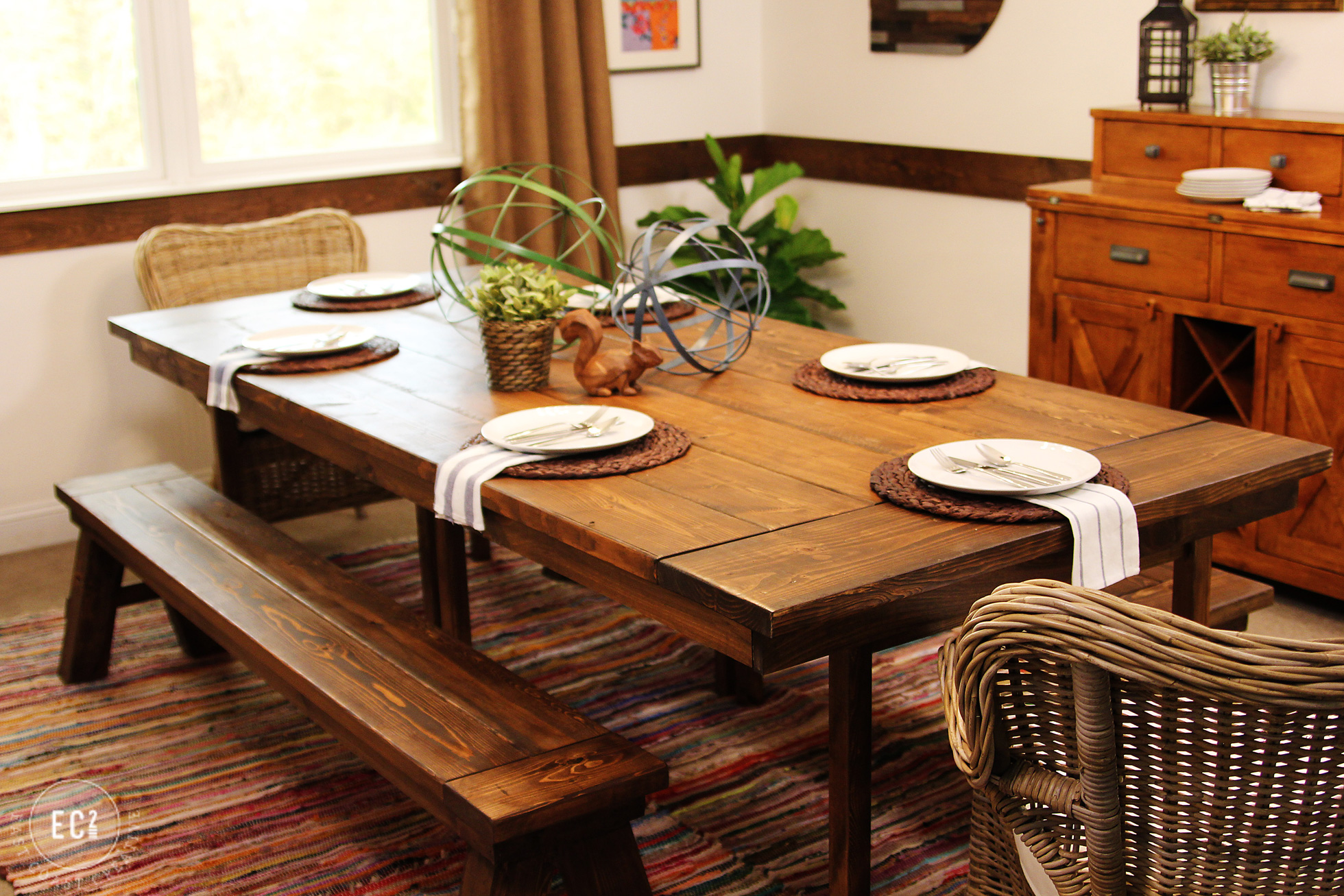 Home dining room with farmhouse table