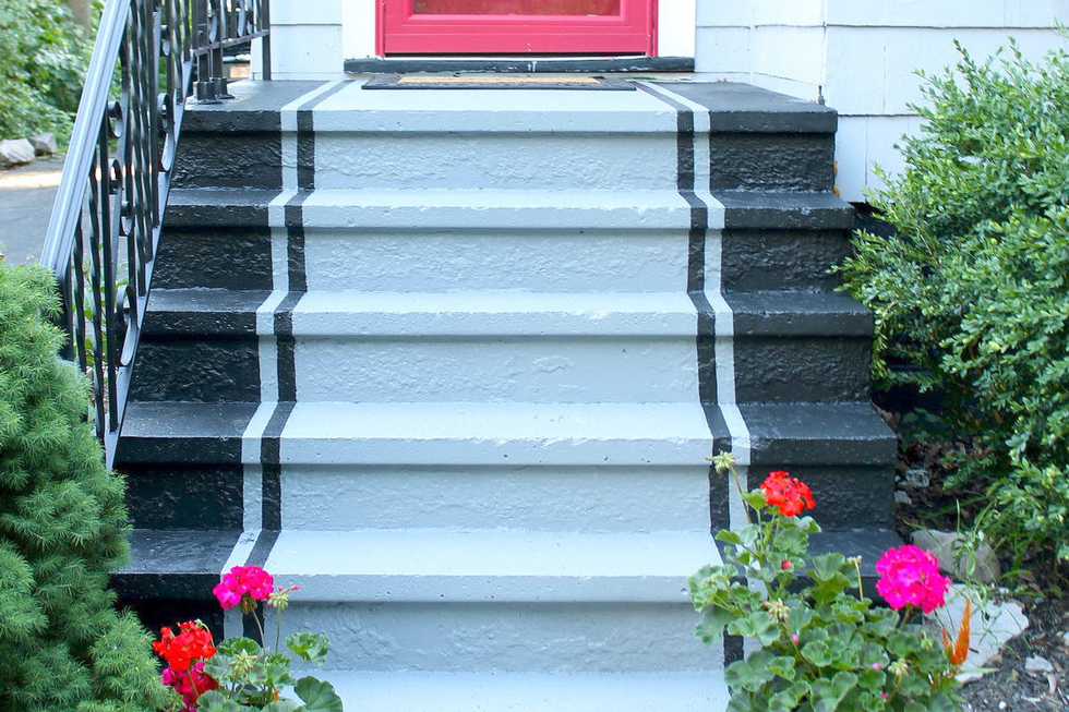 Gray and black painted concrete stairs