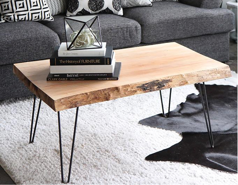 DIY wood coffee table in a living room