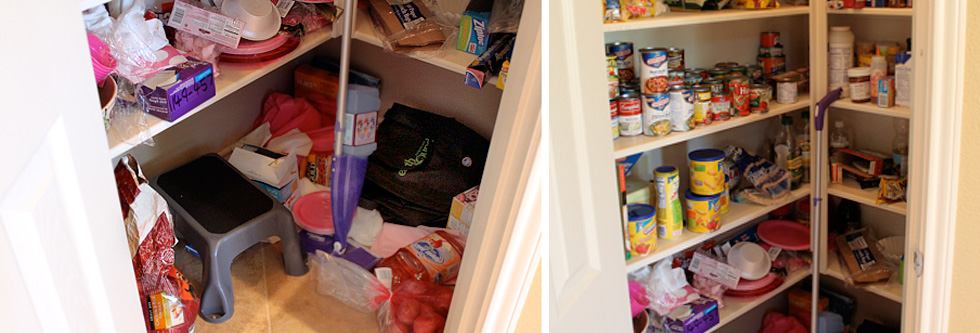 Before Decorchick's lazy susan pantry makeover