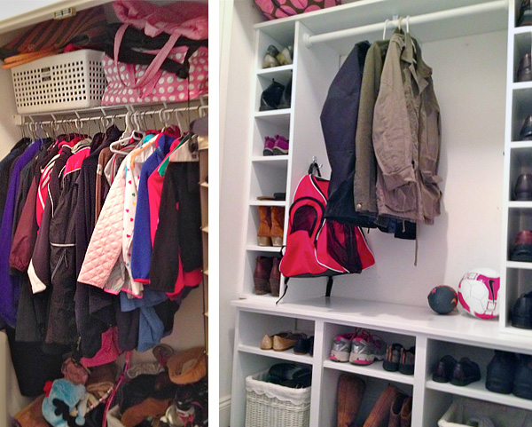 Closet turned in to mudroom cubbies