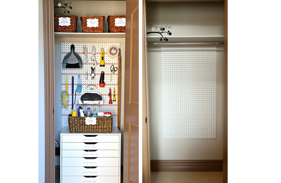 Before and after tool closet redo