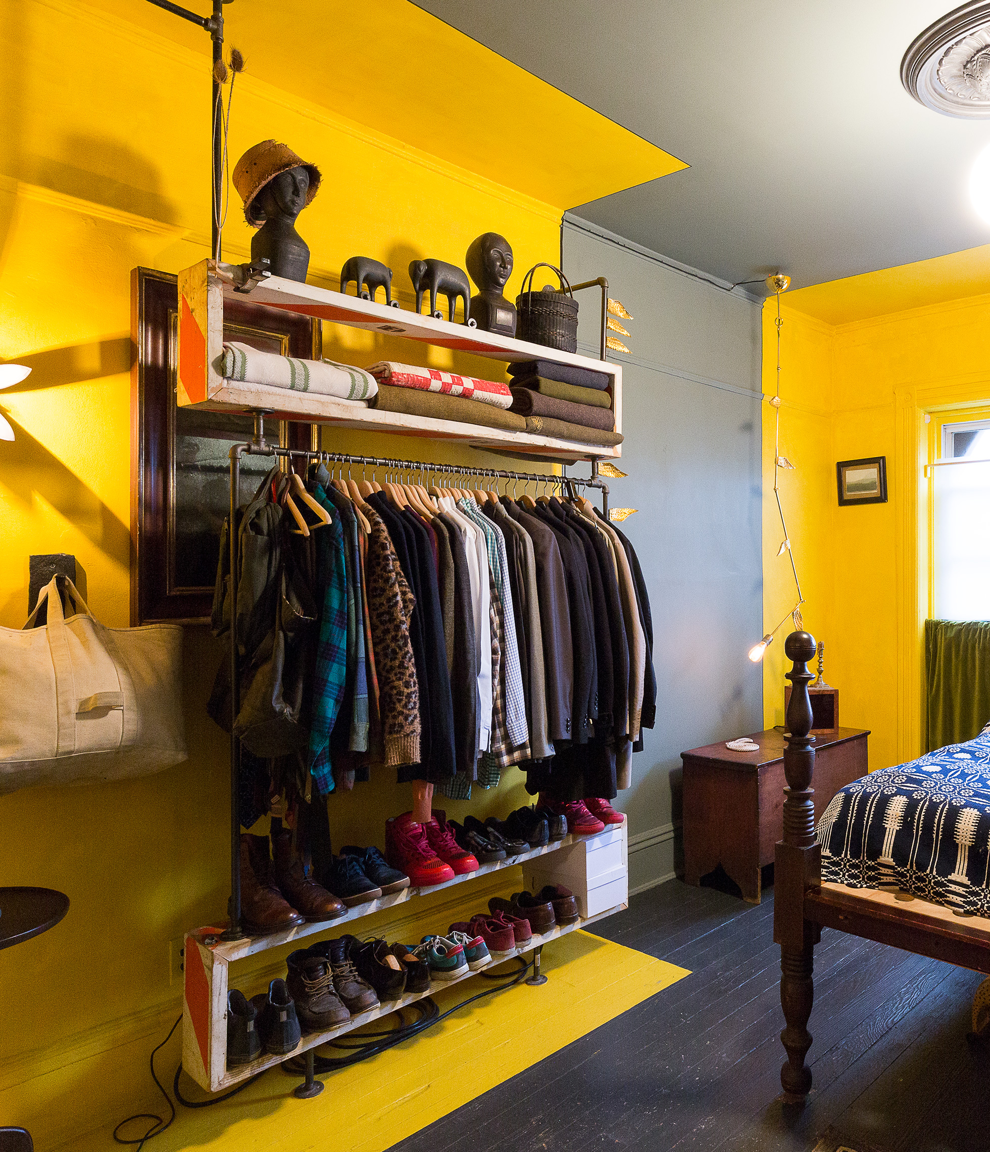 Clothing rack in small NYC apartment