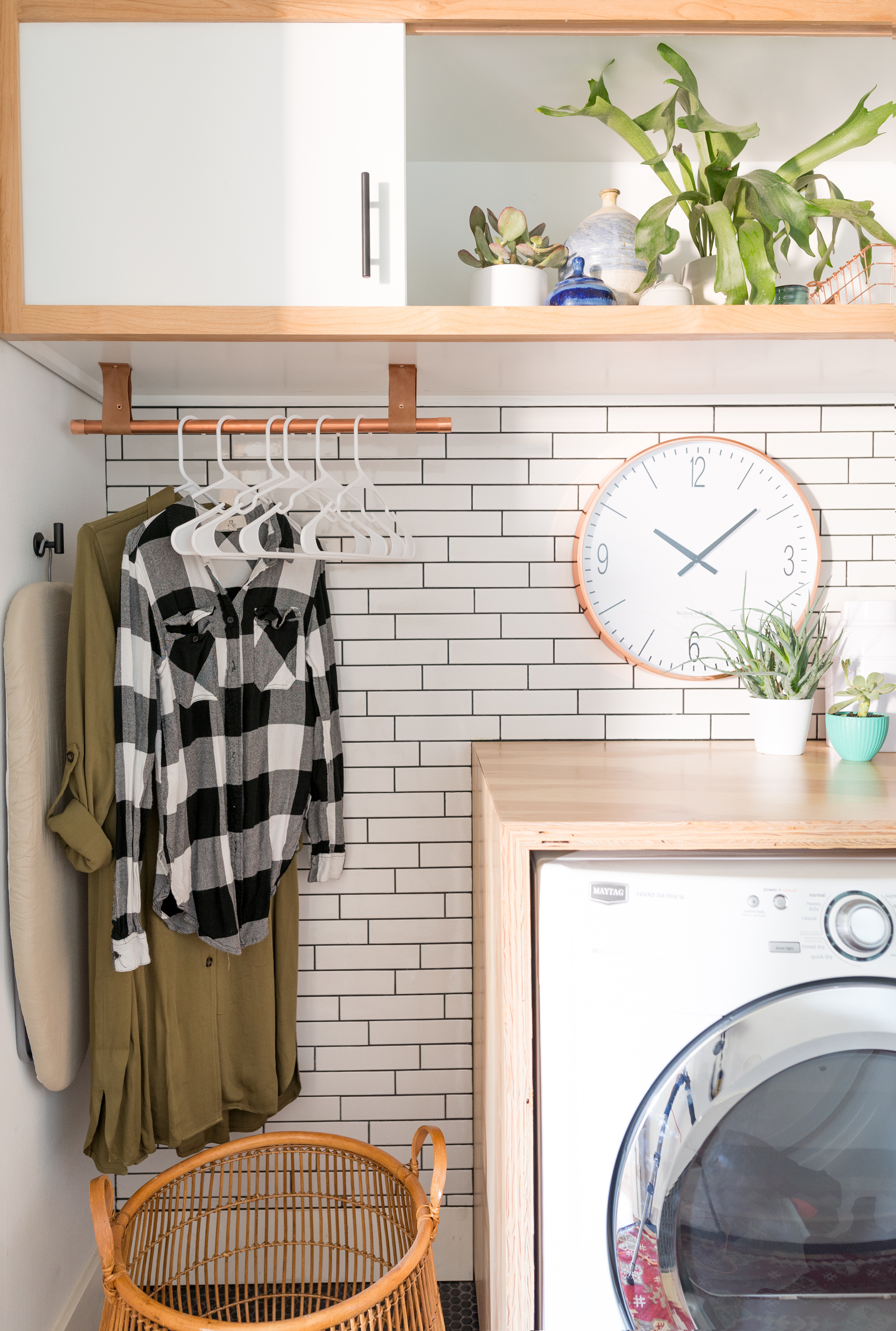 Subway tile used in a laundry room