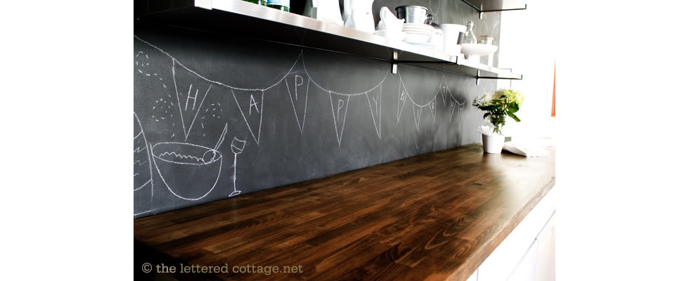 Chalkboard backsplash in kitchen