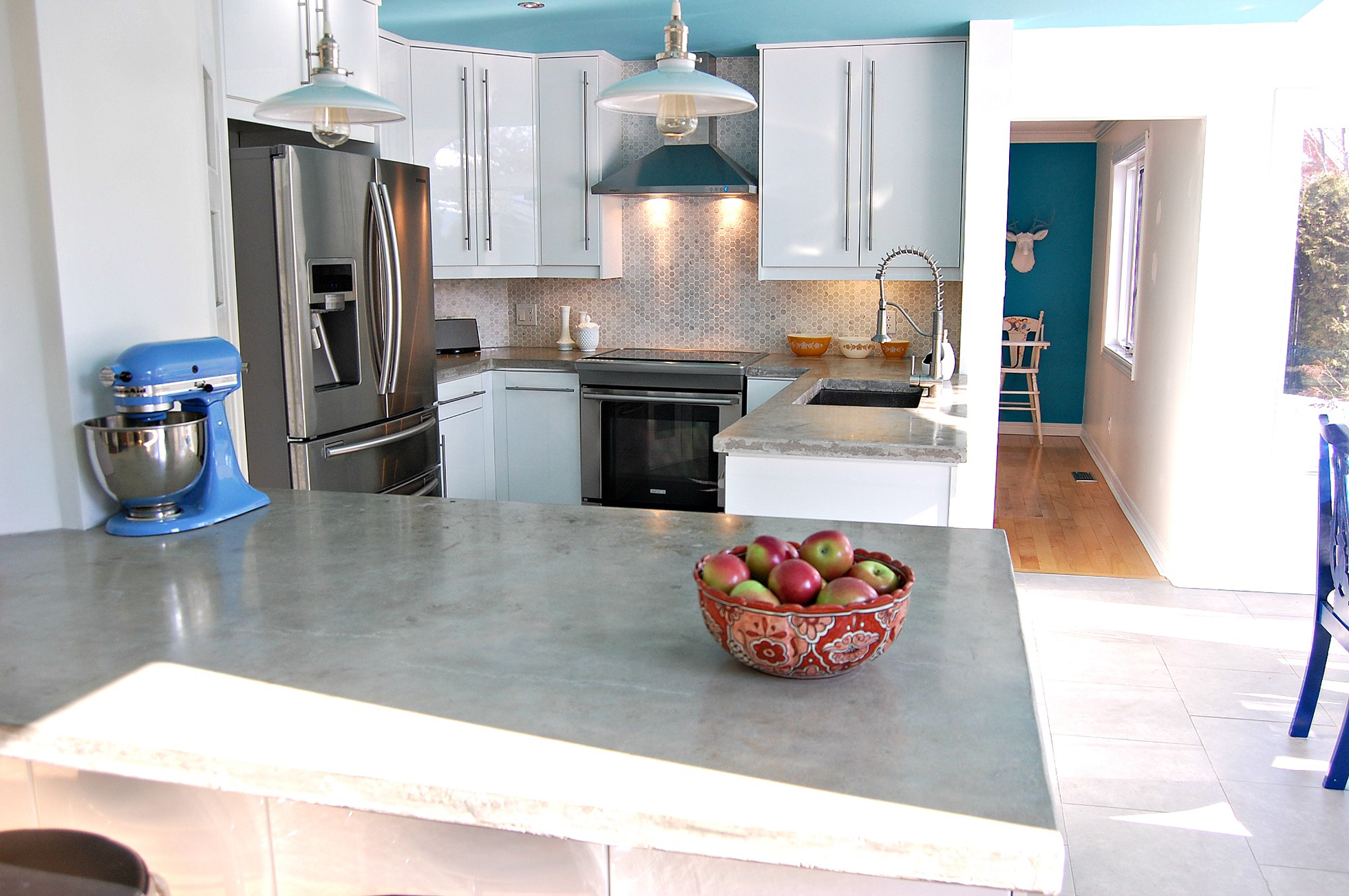 Concrete countertop in kitchen