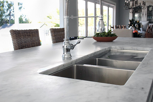 Marble countertop in kitchen