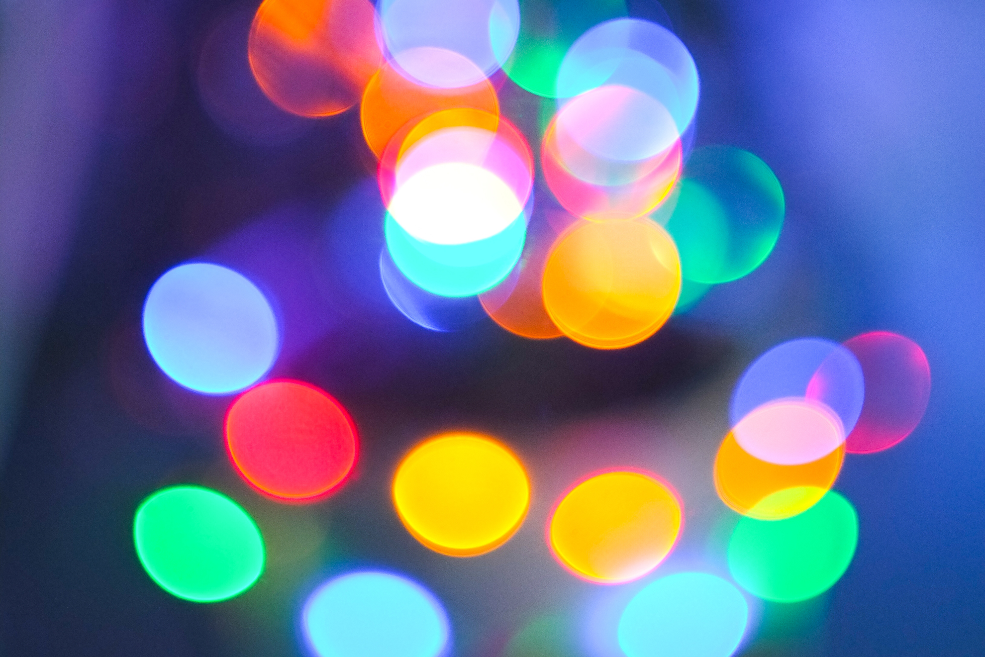 Defocused image of illuminated colorful Xmas lights